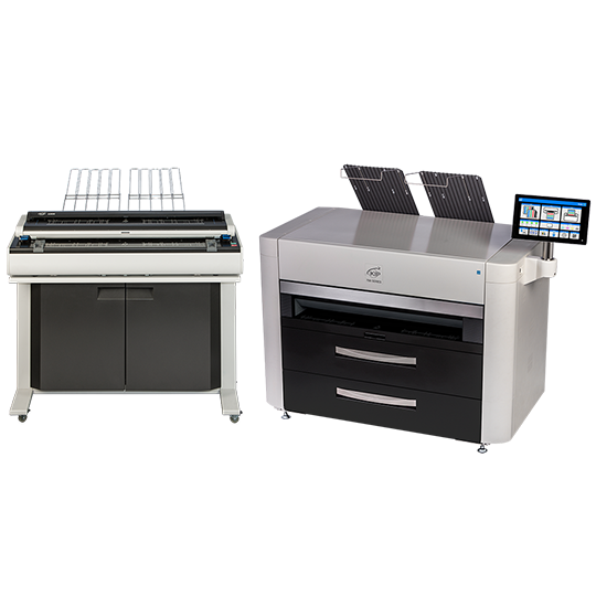 KIP 795C 4 Roll Color Production System (12 BW/10 Color PPM). Standard with 2300 Scanner and Stand, Top Stacking and Optional Rear Stacking